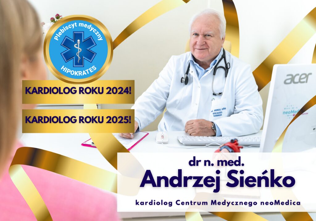 Kardiolog dr n. med. Andrzej Sieńko podczas konsultacji kardiologicznej w gabinecie Centrum Medycznego neoMedica w Poznaniu.