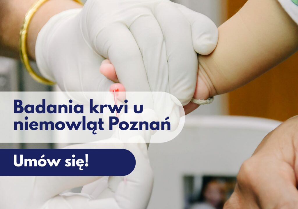 Pielęgniarka pobiera krew niemowlakowi w Centrum Medycznym neoMedica w Poznaniu.